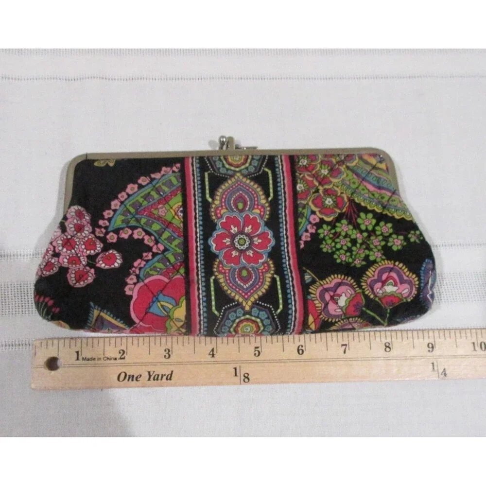 Vera Bradley Symphony in Hue Double Kiss lock Wallet Multi Pocket Quilted Clutch - Picture 4 of 5